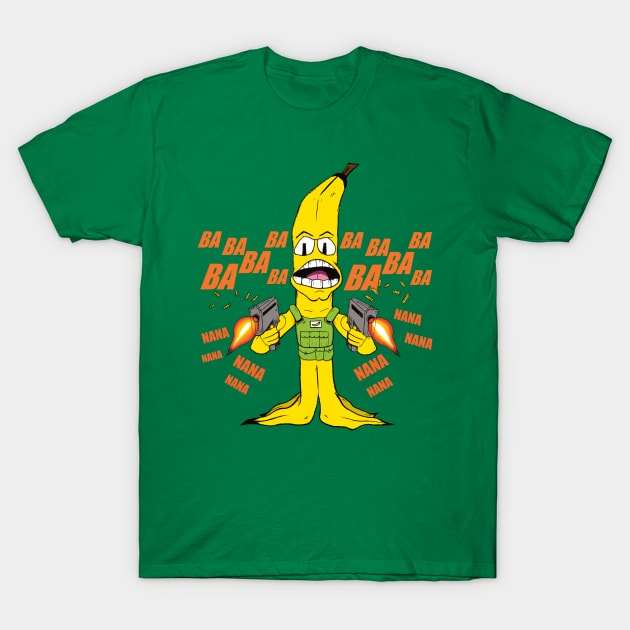 BA! BA! NANA! Funny Military Cartoon Banana! Food Fighter! T-Shirt by JonnyVsTees